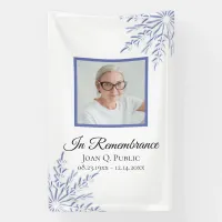 Blue Winter Snowflakes Celebration of Life Funeral Banner