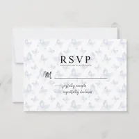 Simple Blue Butterfly Watercolor Pattern RSVP Card