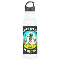 Never Too Old to Disc Golf | Skeleton Throwing Stainless Steel Water Bottle