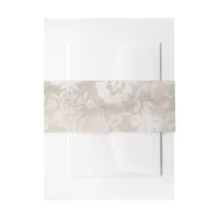 Vintage Grunge Ivory Damask Invitation Belly Band