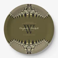 Modern Vintage Lace Wedding Special Events Paper Plates