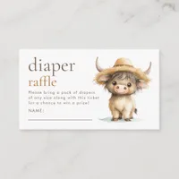 Cute Highland Cow Diaper Raffle Baby Shower  Enclosure Card