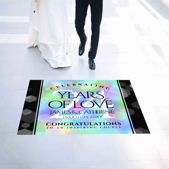 Elegant 24th Opal Wedding Anniversary Celebration Floor Decals