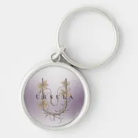 U Monogram with Uva Ursi Flowers - Minimalist Keychain