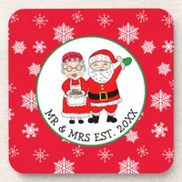 Mr and Mrs Claus Christmas Beverage Coaster