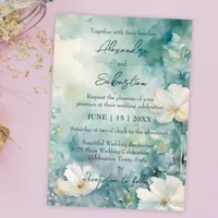 Charming Watercolor White Blooms Wedding Invitation