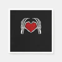 Skeleton Heart Hands Sign Valentine's Day Cute Hea Napkins