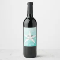 Teal Wedding Personalized Wine Bottle Labels