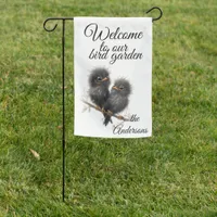Cute Whimsical Blackbirds Garden Flag