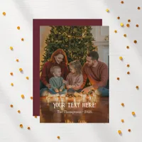 Trendy Modern Typography Family Christmas Photo Holiday Card