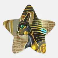 Ancient Egyptian Cat Goddess Bastet AI Art Star Sticker