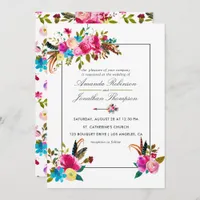 Watercolor Boho Chic Floral Wedding invitation
