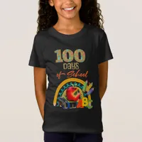 100 days of School Red and Yellow Apple Black  T-Shirt