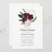 Dark Plum Velvet and White Spring Virtual Shower Invitation