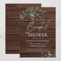 Rustic Wood Eucalyptus Gold Elegant Bridal Shower Invitation