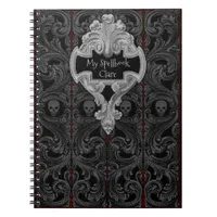 Personalize Goth Gray  Ornament & Skull Spellbook Notebook