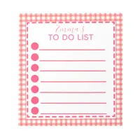 Blush Pink and White Plaid Pattern To Do List Name Notepad