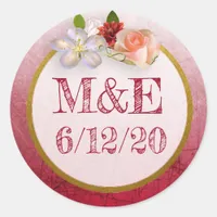 Red and Gold Floral  Wedding Stickers