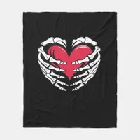 Ed Heart In Skeletal Hands Classic Style Fleece Blanket