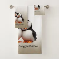 Cute Nuthin' Like Snugglin' Puffins Bath Towel Set