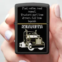 Gold Semi-Truck Design Illustration Zippo Lighter