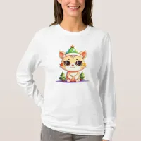 Cute Chibi Kawaii Cartoon Christmas Kitty Cat T-Shirt