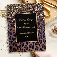 Motivational leopard pattern brown black 2025 planner