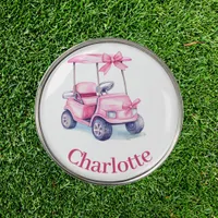 Pink cart name  golf ball marker