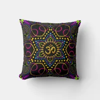 Funtastica Mandala Om Symbol Colorful design Throw Pillow