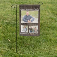 Rustic Wood Christian Memorial Photo Garden Flag