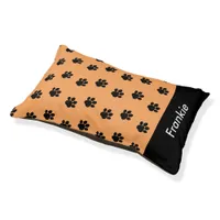 Orange Paw Print Personalized Dog Bed