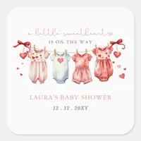 Little Sweetheart Valentines Girl Baby Shower Square Sticker