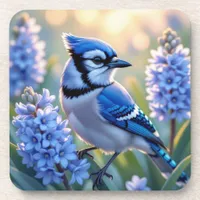 Pretty Blue Jay and Lilacs  Beverage Coaster