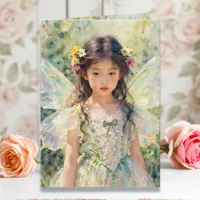 Pretty Asian Fairy Girl Happy Birthday Card