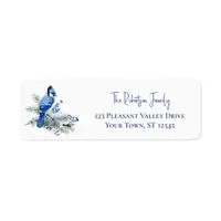 Winter Blue Jay Christmas Return Address Label