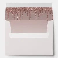 Rose Gold Glitter Drip Baby Shower Envelope 