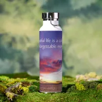 Breathtaking sunset over the sea  custom  water bottle