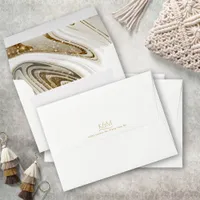 Abstract Glitter Strata Wedding Ivory ID903  Envelope