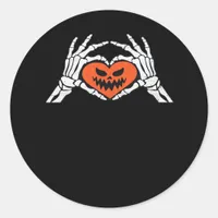 Skeleton Hands A Spooky Halloween Heart Classic Classic Round Sticker