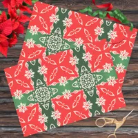 Christmas Red Green White Vintage Damask Pattern