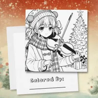 Anime Girl Playing Viola  Christmas Coloring Page