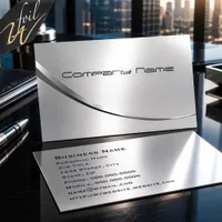 Modern Silver Foil Minimalist Corporate  Business Cards