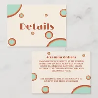 Retro Modern Circle Aqua 70s Wedding Detail Enclosure Card