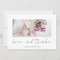 Modern Photo Christmas Love and Thanks Thank You Card