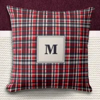 Elegant Tartan Check Patterned Stylish Monogrammed Throw Pillow