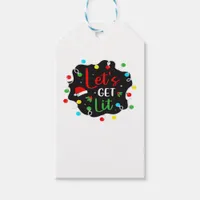 Let's Get Lit Funny Christmas Drinking Lights Sant Gift Tags