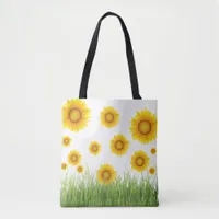 Playful Sunflower Pattern Tote Bag