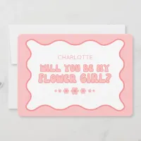 Cute Trendy Pink Personalized Flower Girl Proposal Card