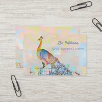 Majestic peacock on a fence - abstract  business card