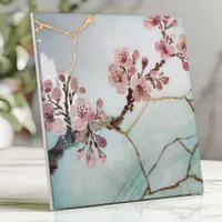 Japanese Watercolor Cherry Blossom Kintsugi Ceramic Tile